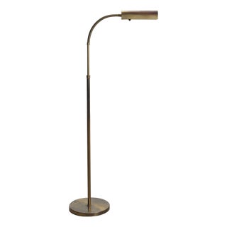 Late 20th Century Mid-Century Modern Patinated Brass Adjustable Pharmacy Floor Lamp For Sale