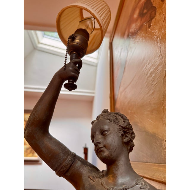 Mid 20th Century Figural Lady Lamp on Pedestal For Sale - Image 5 of 6