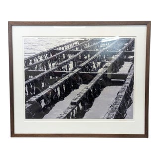 Framed Ruben Robledo “The Magic Is Ready” Black and White Print of Pier Structure For Sale