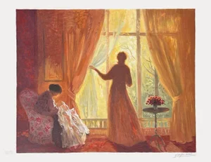 1980s Yvonne Cheffer-Delouis at the Window Lithograph
