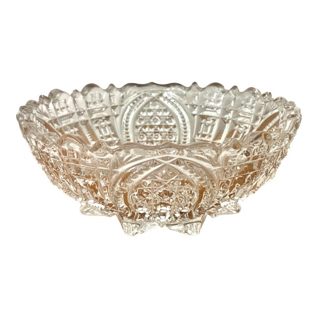Antique American Brilliant Period Cut Crystal Bowl For Sale