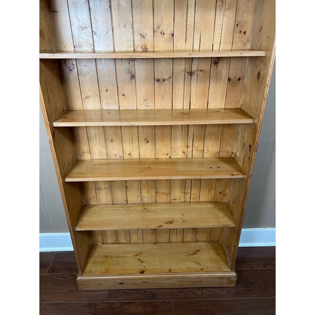Antique English Country Pine Bookcase Bookshelf Tall Narrow Open Shelf C1900 For Sale - Image 11 of 18