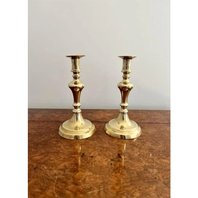Victorian Brass Candlesticks, 1880s, Set of 2 For Sale - Image 4 of 6