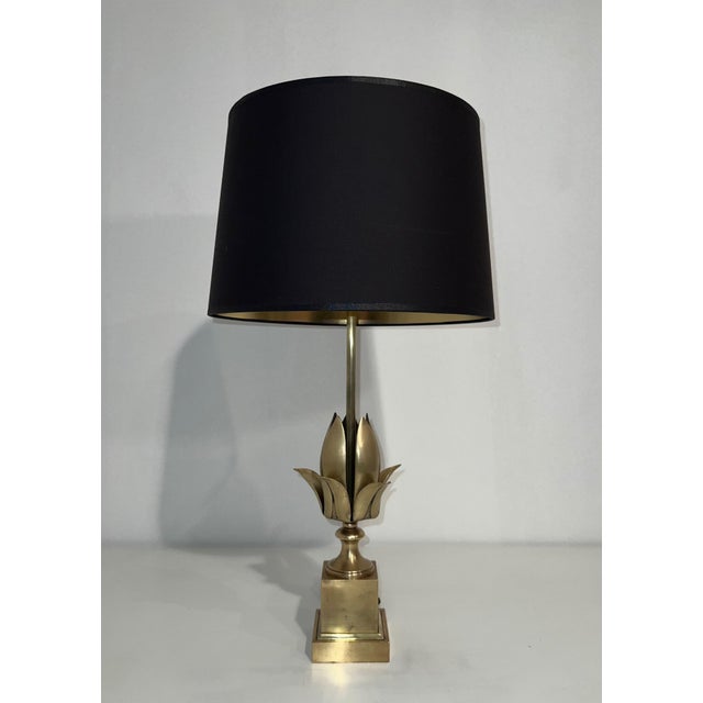 Metal 1970s Flower brass table lamp in the style of Maison Charles For Sale - Image 7 of 8