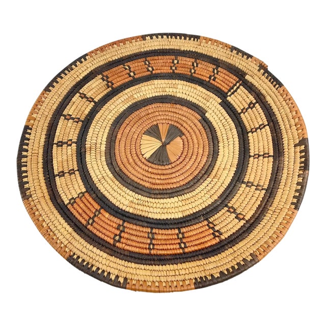Early 20th Century Hausa Flat Basket Nigeria 13inch MATTER COLLECTION For Sale