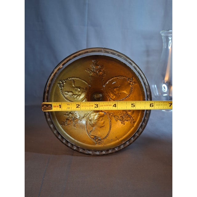 Antique Eapg Riverside Glass No. 423 Empress Kerosene Lamp Gold Intaglio Base 10.75" c.1894 For Sale - Image 4 of 15