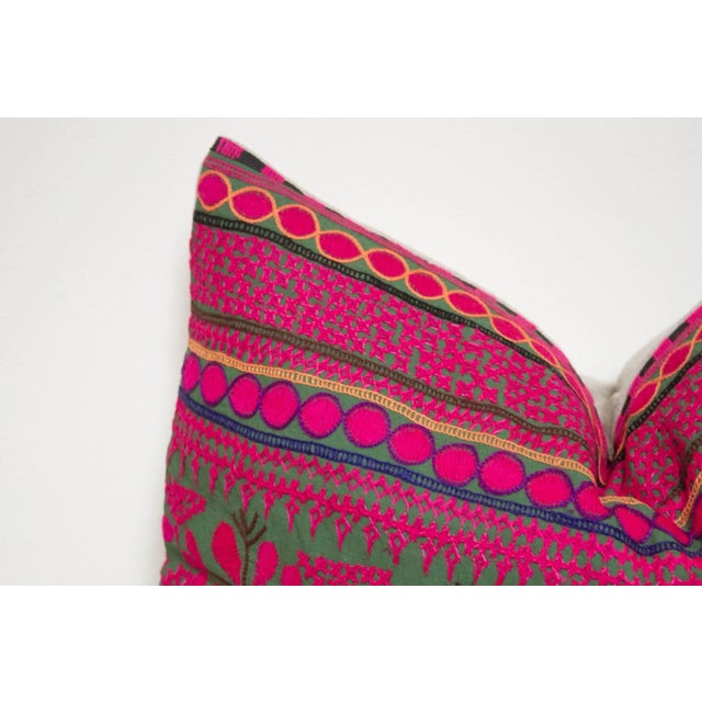 Tribal Nurui Embroidered Floral Pillow For Sale - Image 3 of 7