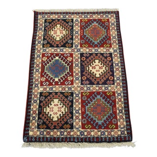 Yalameh Rug 2′ X 2’11” Multicolor Wool Vintage Tribal Hand-Knotted Carpet For Sale