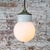 Vintage Industrial Porcelain, Brass, and Opaline Glass Pendant Light For Sale - Image 6 of 7