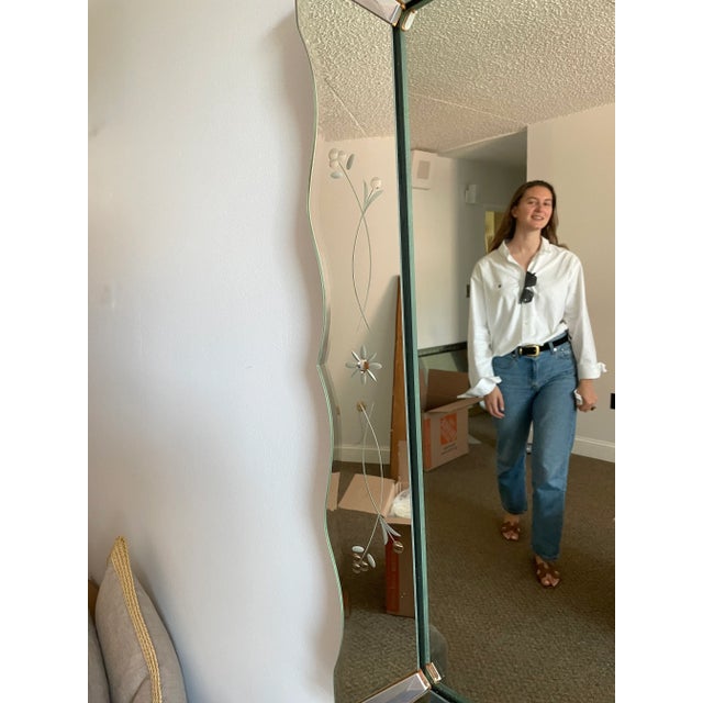 Vintage Art Deco Venetian Scalloped Shadowbox Mirror For Sale - Image 10 of 12