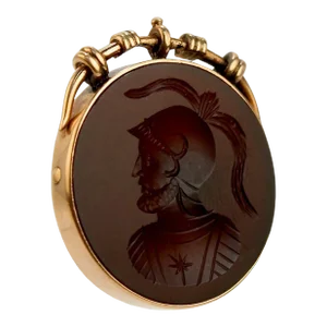 Vintage Antique Victorian 14 Karat Gold and Carved Carnelian Intaglio Charm or Pendant