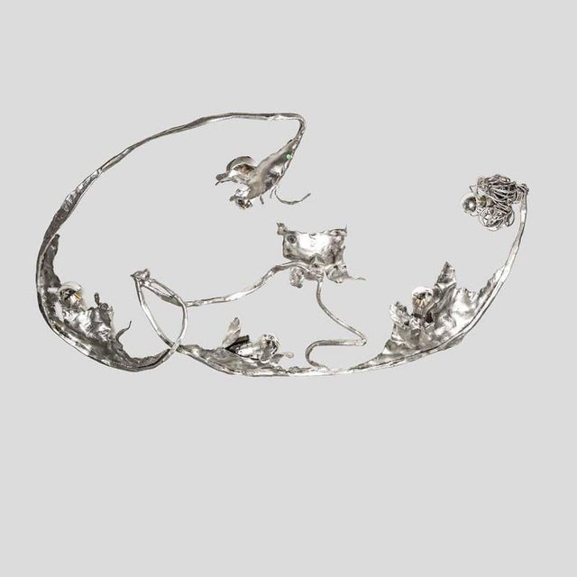 Sculptural Silver and Wrought Iron Wall or Ceiling Light by Salvino Marsura For Sale - Image 12 of 13