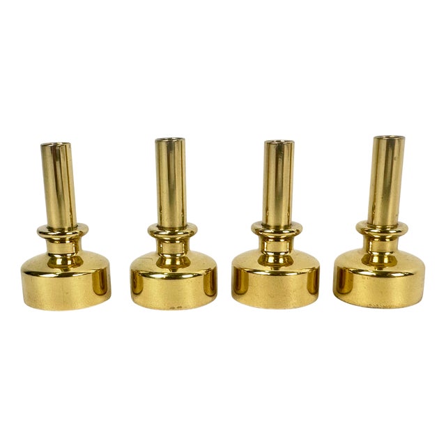 Swedish Brass Candleholder L-92 by Hans-Agne Jakobsson for Markaryd, 1970s, Set of 4 For Sale