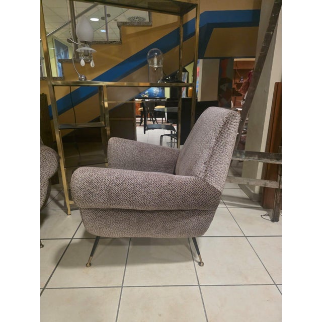 Textile Armchairs attributed to Gigi Radice for Minotti, 1960s, Set of 2 For Sale - Image 7 of 12