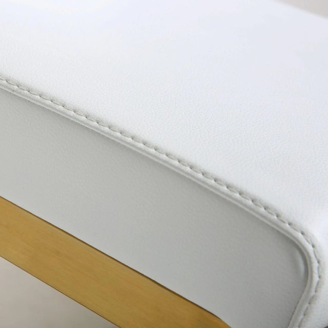 White Parma White Vegan Leather & Gold Steel Counter Stools - Set of 2 For Sale - Image 8 of 11