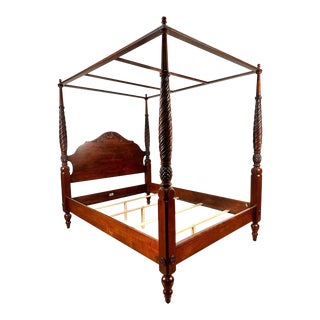 Ethan Allen British Classics Montego Four Poster Canopy Queen Bed Frame For Sale