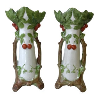 Early 1900's Roycroft Porcelain Style Arts and Crafts Briar Patch Miniature Vases- a Pair For Sale