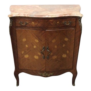 French Style Marble Top Two Door Cabinet For Sale