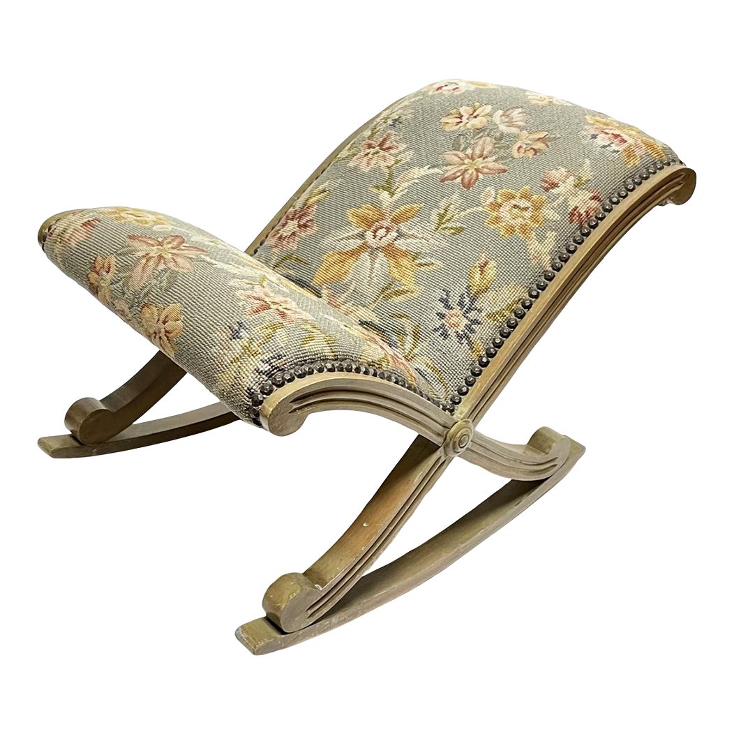 19th Century Victorian Era Needlepoint Upholstered Rocking Gout Stool ...