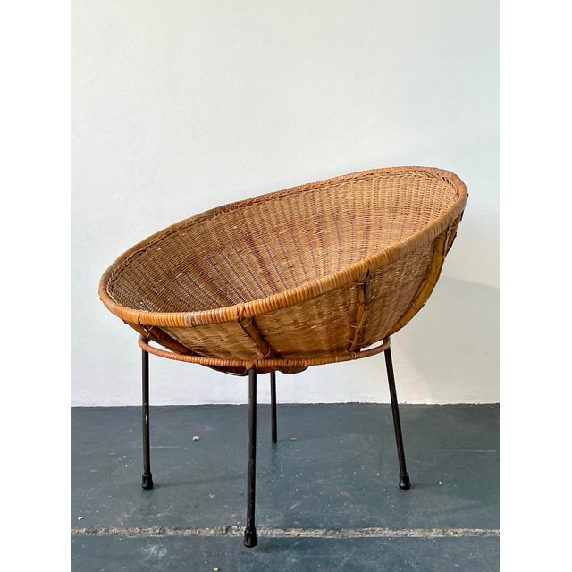Vintage MCM Woven Rattan Bowl Chair For Sale - Image 10 of 11