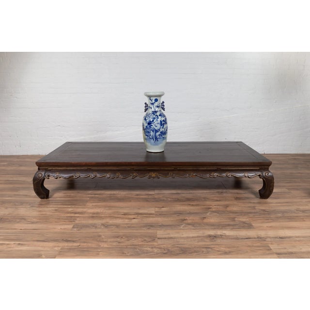 Antique Northern Chinese Kang Opium Bed with Chow Legs and Hand Carved Frieze For Sale - Image 10 of 13