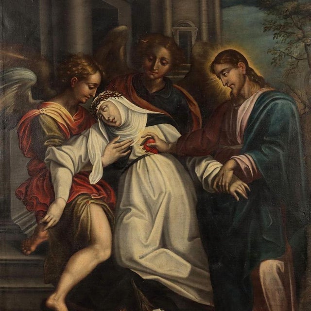 Tuscan School Artist, Ecstasy of Saint Catherine of Siena, Oil on Canvas For Sale - Image 3 of 13