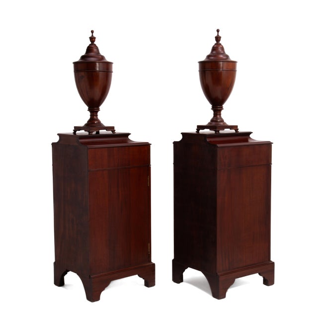 Mid 20th Century 104 George III Style Telescoping Knife Urns Pedestal Cabinet Wine Cisterns Book Matched - A Pair For Sale - Image 5 of 18