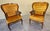 Pair of Monumental 1970s Cane and Gold Velvet Horseshoe Wingback Chairs For Sale - Image 12 of 17