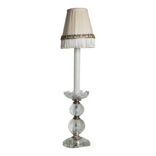 Early 20th Century Hand Cut Crystal Table Lamp with Shade For Sale