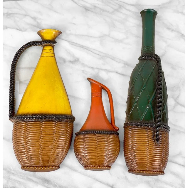Mid-Century Modern Cast Metal Ewer Bottle Wall Hanging Sculptures, Set of 3, c. Mid 20th Century - Pairs Nicely with Many...
