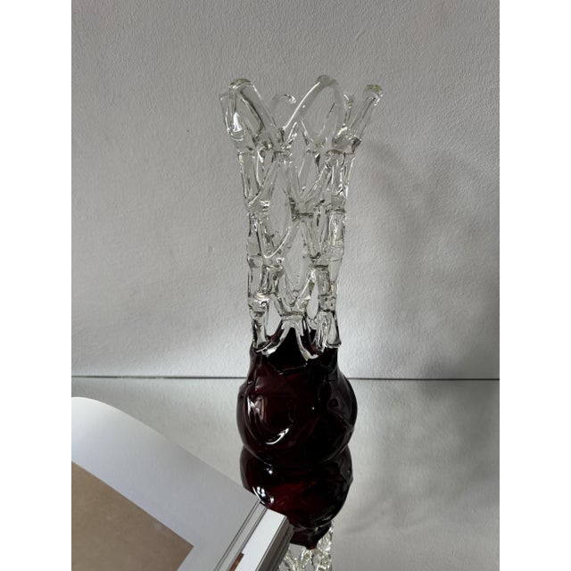 Vintage Sculptural Art Glass Vase by Katarínska Huta, 1980s For Sale - Image 12 of 12