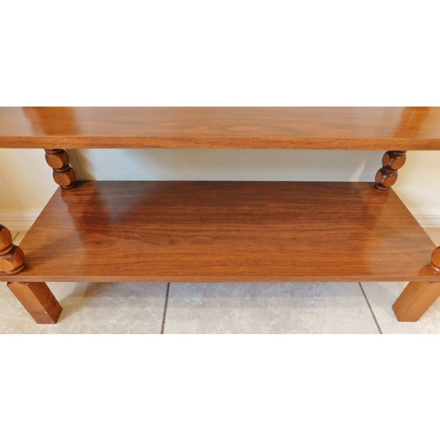 Vintage 35" Solid Oak Turned Wood 3 Shelf Etagere Bookcase Bookshelf