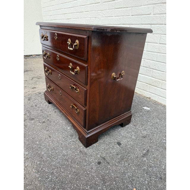 Wood Pair of Vintage Henkel Harris Chippendale Style Black Cherry 4 Drawer Nightstands or Chests. For Sale - Image 7 of 18