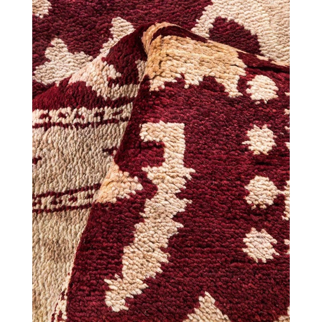 Textile Vintage Traditional Hand Knotted Wool Area Rug, Burgundy - 6'3" X 9'2" For Sale - Image 7 of 9