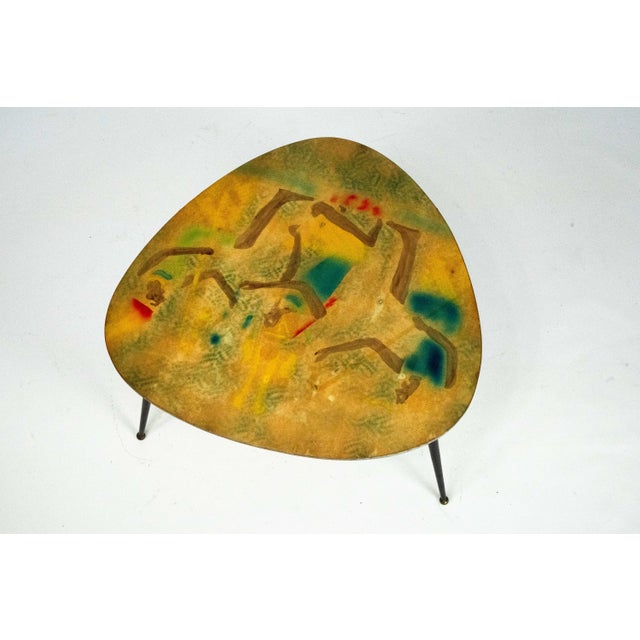 Yellow Mid-Century Modern Italian Tripod Coffee Table, 1950s For Sale - Image 8 of 13