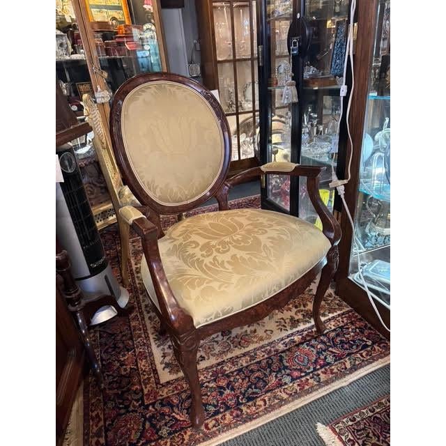 Wood Contemporary Upholstered French Style Designer Armchair For Sale - Image 7 of 12