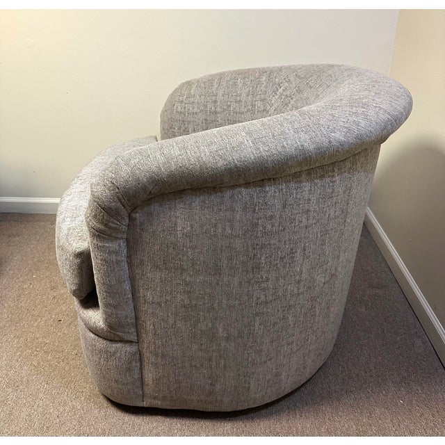 Custom Made Contemporary Taupe Swivel Chairs For Sale - Image 10 of 10