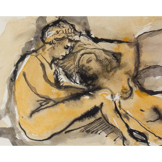 1960s Ink and Watercolor Painting Harry Hilson For Sale - Image 4 of 8