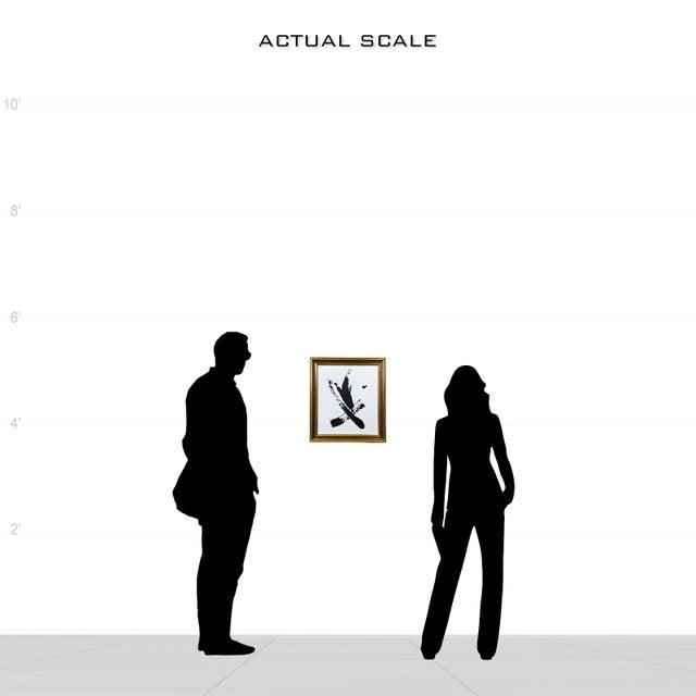 2020s Stillness in Motion, Abstract Black & White Painting by Stephen Hansrote in Vintage Frame For Sale - Image 5 of 13