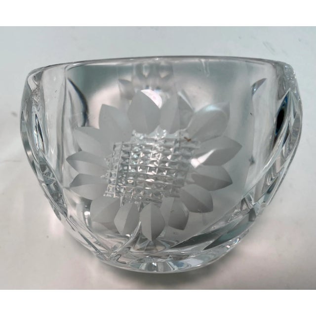 Transparent Antique Pumpkin Shaped Cut Glass Jam Jar With SunFlower Design From England For Sale - Image 8 of 9