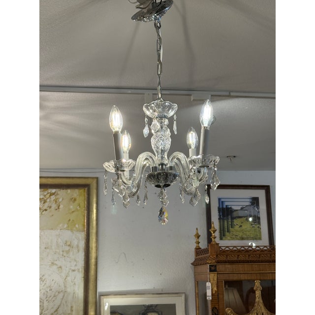 White Crystal Chandelier, Vintage For Sale - Image 8 of 12