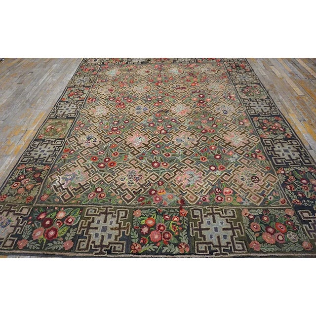 1920s Early 20th Century American Hooked Rug 7' 3" x 9' For Sale - Image 5 of 12
