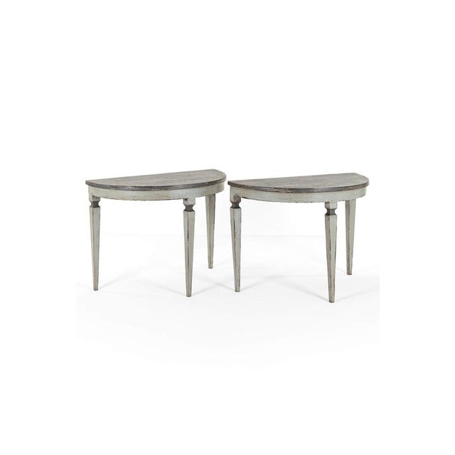 Spanish Demi Lune Console Tables, Set of 2 For Sale - Image 3 of 13