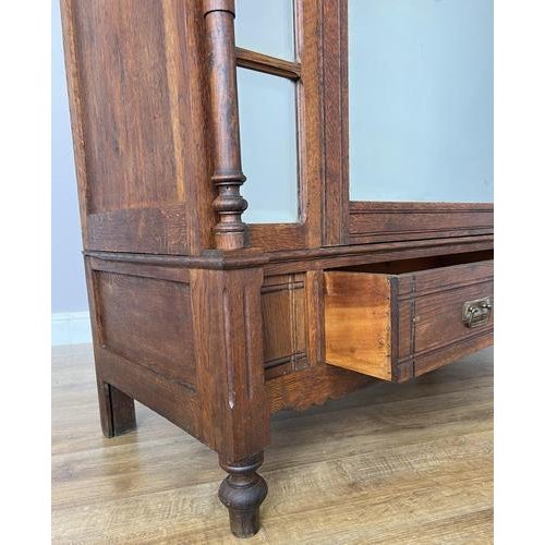 Antique French Style Oak Wardrobe with Mirrored Door For Sale - Image 14 of 18
