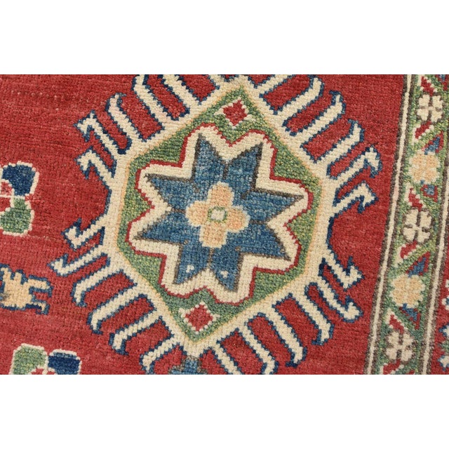 Red Kazak Rug 8'1'' X 10' Red Wool Tribal Hand-Knotted Oriental Carpet For Sale - Image 8 of 12