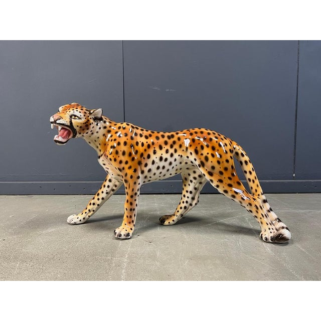 Ceramic Large Italian Ceramic Leopard Statue, 1960s For Sale - Image 7 of 13