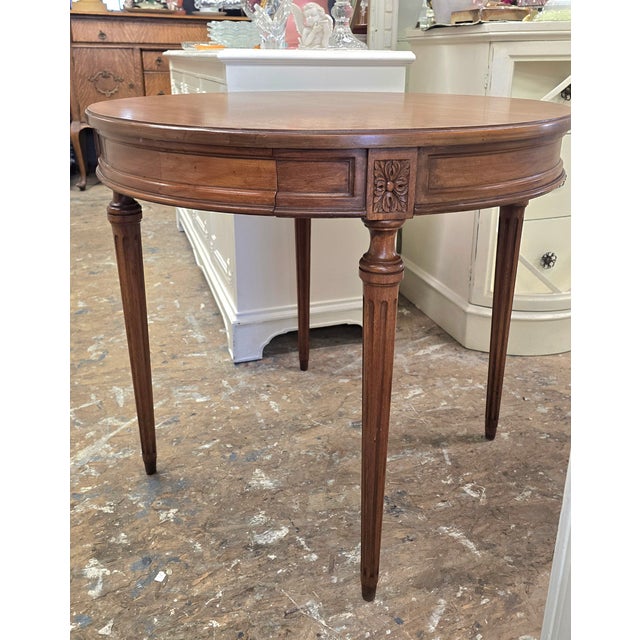 Vintage Round Side Table Tapered Legs For Sale - Image 9 of 11