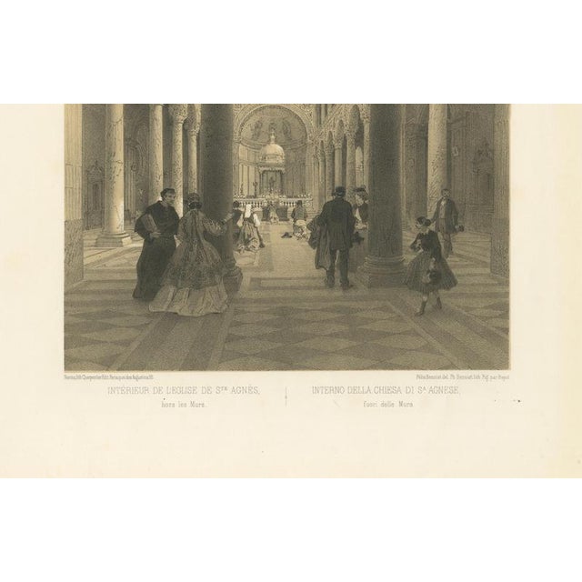 Benoist, Interior of St Agnes Outside the Walls, Rome Classical Basilica View, 1868, Print For Sale - Image 4 of 10
