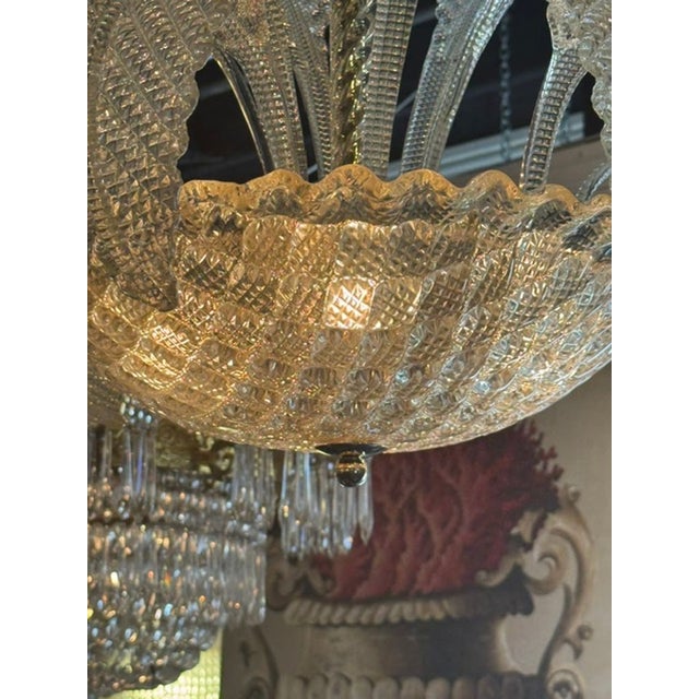 Murano Glass Gold Leaf Chandelier For Sale - Image 4 of 7