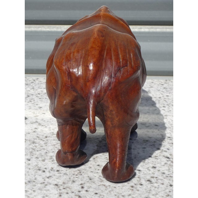 Brown Vintage Leather Rhinoceros, India, 1950s For Sale - Image 8 of 14